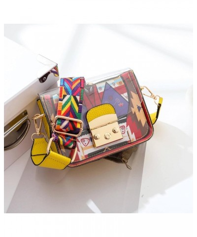 Transparent Bag for Women 2018 Spring Candy Color Funny Little Bag Wide Shoulder Strap Messenger Bag Mini Jelly Bag Huangse $...