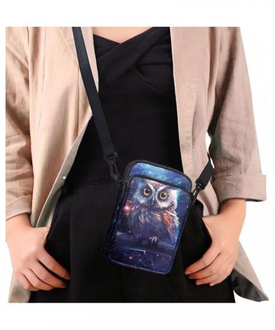 Crossbody Bag for Women Mini Messenger Bag Cell Phone Purse Sling Shoulder Bag with Double Pockets Starry Sky Owl $12.97 Cros...