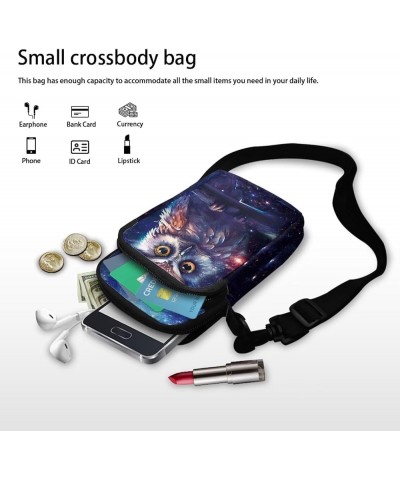 Crossbody Bag for Women Mini Messenger Bag Cell Phone Purse Sling Shoulder Bag with Double Pockets Starry Sky Owl $12.97 Cros...