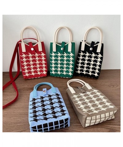 Mini Mobile Phone Tote Bag for Women Houndstooth Cute Crossbody Bag Small Canvas Aesthetic Purse Red $11.96 Totes