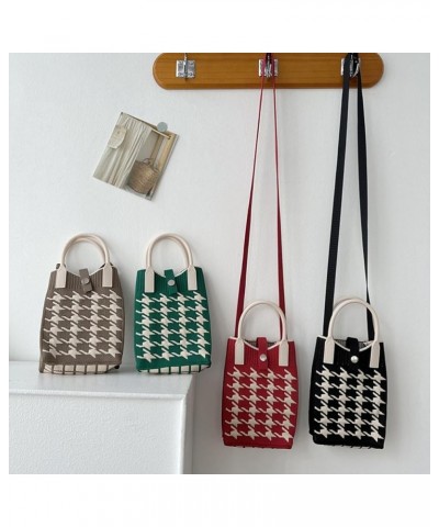 Mini Mobile Phone Tote Bag for Women Houndstooth Cute Crossbody Bag Small Canvas Aesthetic Purse Red $11.96 Totes