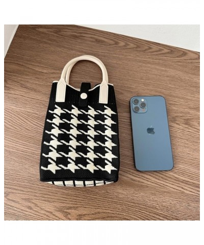 Mini Mobile Phone Tote Bag for Women Houndstooth Cute Crossbody Bag Small Canvas Aesthetic Purse Red $11.96 Totes