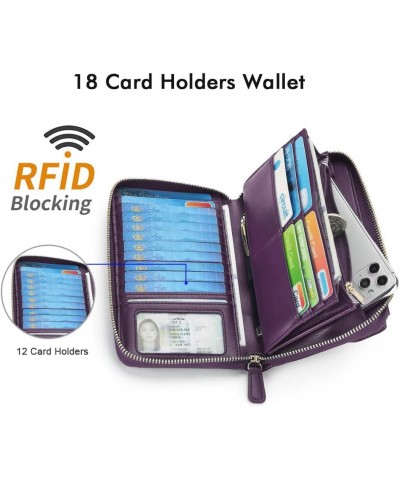 Wallets for Women Credit Card Slots with RFID Blocking Large Capacity Wristlet 2 - Purple $20.39 Wristlets