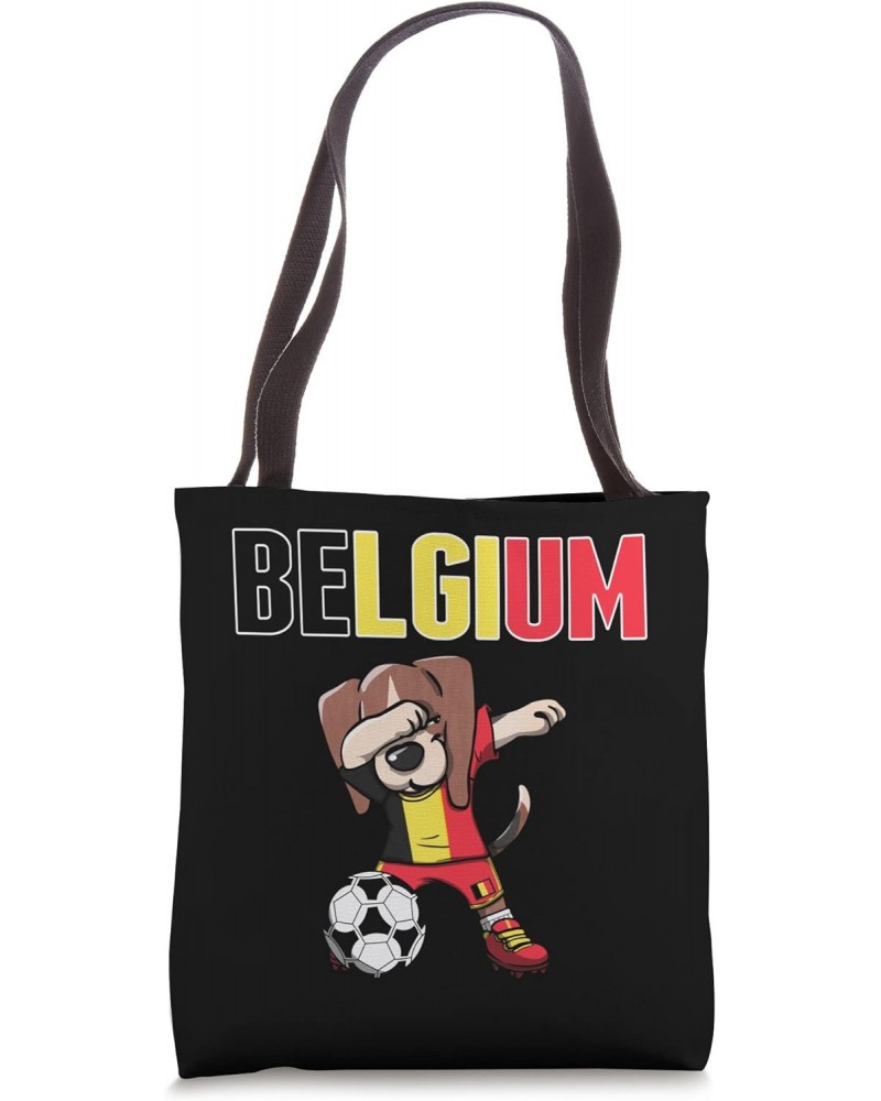 Dabbing Beagle Belgium Soccer Fans Jersey Belgian Flag Sport Tote Bag $11.25 Totes