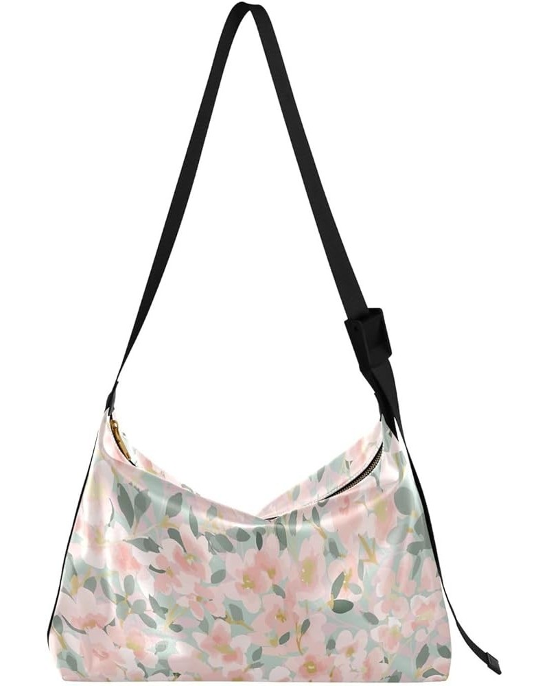 Flowers Pink Blue Floral PU Leather Western Purse Hobo Large Cross Body Bag Trendy Floral Print Womens Shoulder Purse Pink Wa...