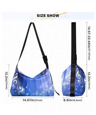 Leather Hobo Tote Bags for Women Men,Blue Music Note Trendy Messenger Bag Crossbody Large Size 3d Bling Shiny Casual Shoulder...