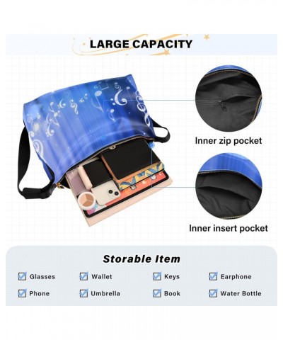 Leather Hobo Tote Bags for Women Men,Blue Music Note Trendy Messenger Bag Crossbody Large Size 3d Bling Shiny Casual Shoulder...