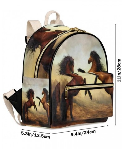 Funny Horse Mini Backpack Purse for Women Teen Girls, Horse Animals Leather Small Backpack Lightweight Casual Travel Daypacks...