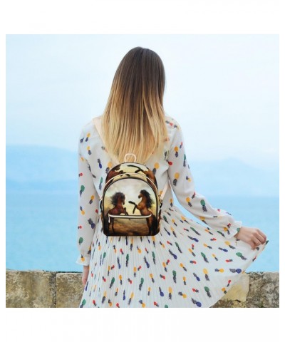 Funny Horse Mini Backpack Purse for Women Teen Girls, Horse Animals Leather Small Backpack Lightweight Casual Travel Daypacks...