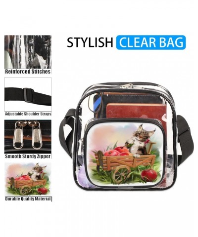 Cart Cat Clear Crossbody Bag Stadiums Approved Clear Messenger Shoulder Bag with Adjustable Strap for Work, Travel, Concerts,...