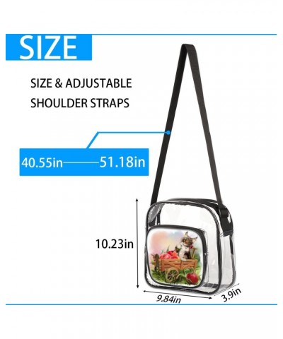 Cart Cat Clear Crossbody Bag Stadiums Approved Clear Messenger Shoulder Bag with Adjustable Strap for Work, Travel, Concerts,...