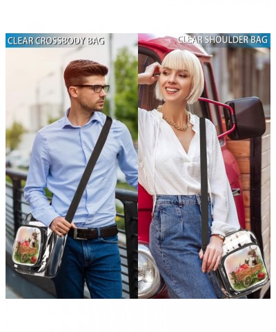 Cart Cat Clear Crossbody Bag Stadiums Approved Clear Messenger Shoulder Bag with Adjustable Strap for Work, Travel, Concerts,...