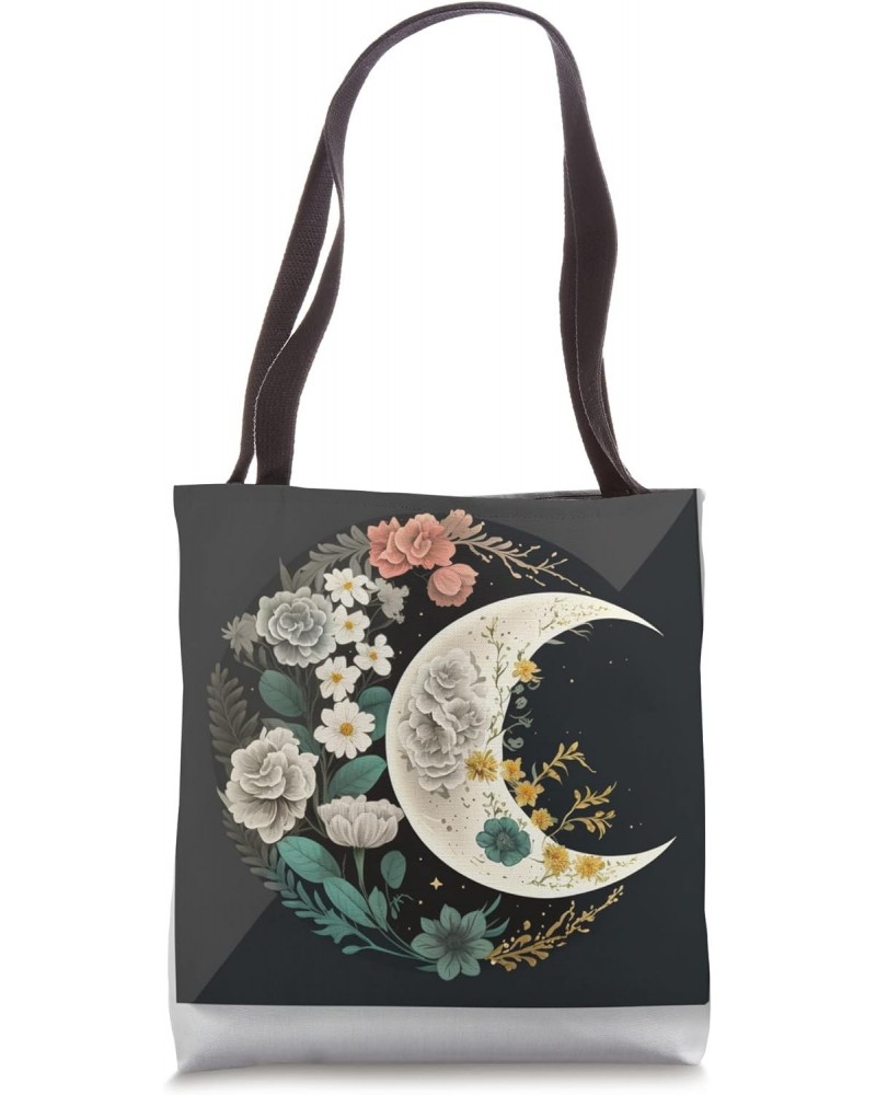 Floral Moon Phase flower crescent moon cool eclipse moon Tote Bag $13.30 Totes