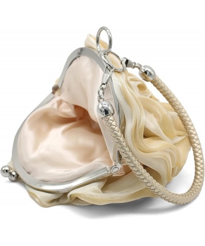 Rose Shaped Evening Bag Soft Satin Clutch Purse Floral Wristlet Handbag for Women Wedding Party Purse White Black 2 $25.74 Ev...