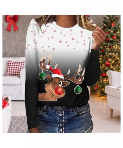 Women Fashion Loose Sweatwear Christmas Print Fall/Winter Round Neck Tops Casual Comfortable Pullover Sweatshirt Large 5-whit...