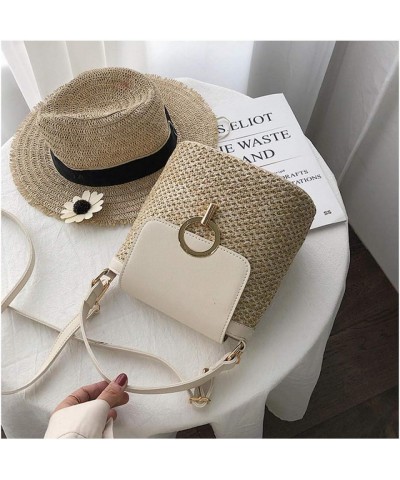 Straw Bag Casual Wild Portable Bucket Bag, Ladies Handbag, One-Shoulder Diagonal Bag Black $12.87 Shoulder Bags