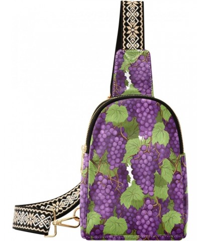 Sling Bag for Women Purple Grape Pattern Crossbody Bag Small Chest Bag Shoulder Bag Cell Phone Purse for Casual Travel Hiking...