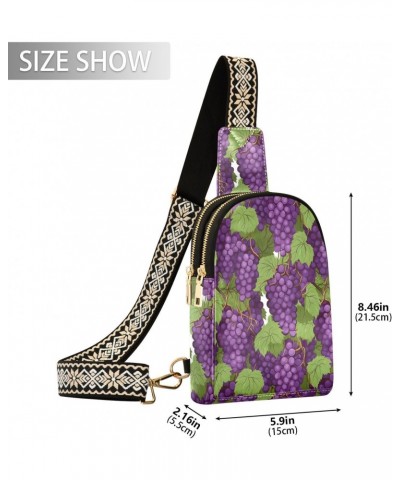 Sling Bag for Women Purple Grape Pattern Crossbody Bag Small Chest Bag Shoulder Bag Cell Phone Purse for Casual Travel Hiking...