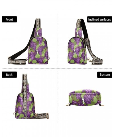 Sling Bag for Women Purple Grape Pattern Crossbody Bag Small Chest Bag Shoulder Bag Cell Phone Purse for Casual Travel Hiking...