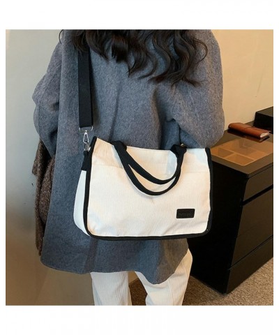 Corduroy Tote Bag for Women Fashion Canvas Shoulder Bag Purse Large Capacity Hobo Bag Casual Crosbody Bag White $31.36 Totes