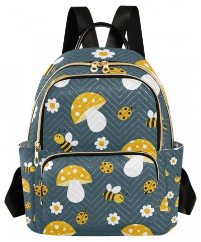 Women Backpack Ladybug Bee Mushroom Anti-Theft Travel Backpack with Luggage Belt Lightweight Handbag Lady Purse Roomy Double ...