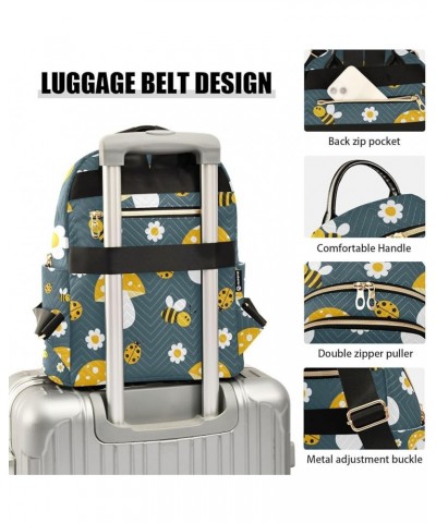 Women Backpack Ladybug Bee Mushroom Anti-Theft Travel Backpack with Luggage Belt Lightweight Handbag Lady Purse Roomy Double ...