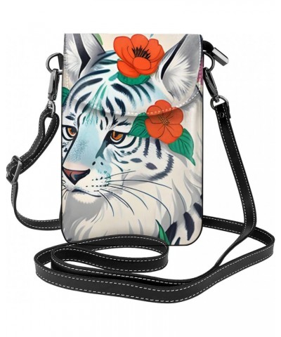 women Small Cell Phone Purse Cute white tiger pattern : Multifunction,Soft, durable,Convenient for daily use and travel, Blac...