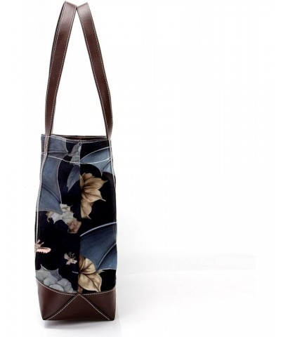 Bat Canvas Leather Mix Hand Bag, 13.3x4.7x12.2 in, Stylish and Durable, Versatile Shoulder Purse for Women $21.60 Totes