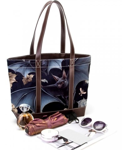 Bat Canvas Leather Mix Hand Bag, 13.3x4.7x12.2 in, Stylish and Durable, Versatile Shoulder Purse for Women $21.60 Totes