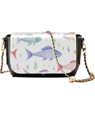 Colorful Fish Pattern Women's Crossbody Handbags,Women's Shoulder Handbag Purse with PU Leather $21.99 Crossbody Bags