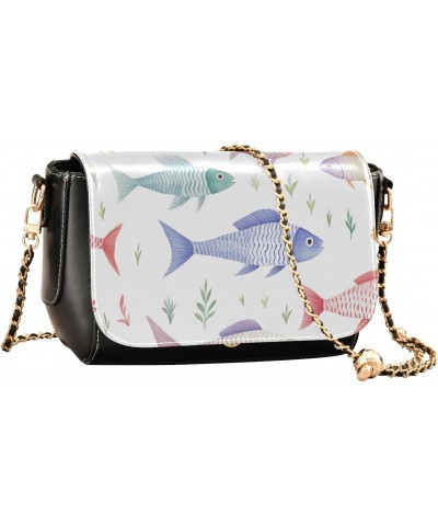 Colorful Fish Pattern Women's Crossbody Handbags,Women's Shoulder Handbag Purse with PU Leather $21.99 Crossbody Bags