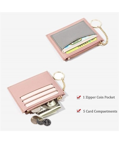 Patchwork Credit Card Holder Mini Leather Wallet With Coin Pocket woman Small Purse Card Case Zipper Bag For Women (Size : Br...