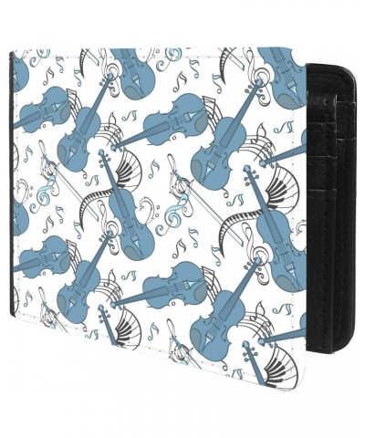 Unique Desige Pattern - Music theme violin pattern, Slim Front Pocket Wallet Billfold RFID Blocking $12.09 Wallets