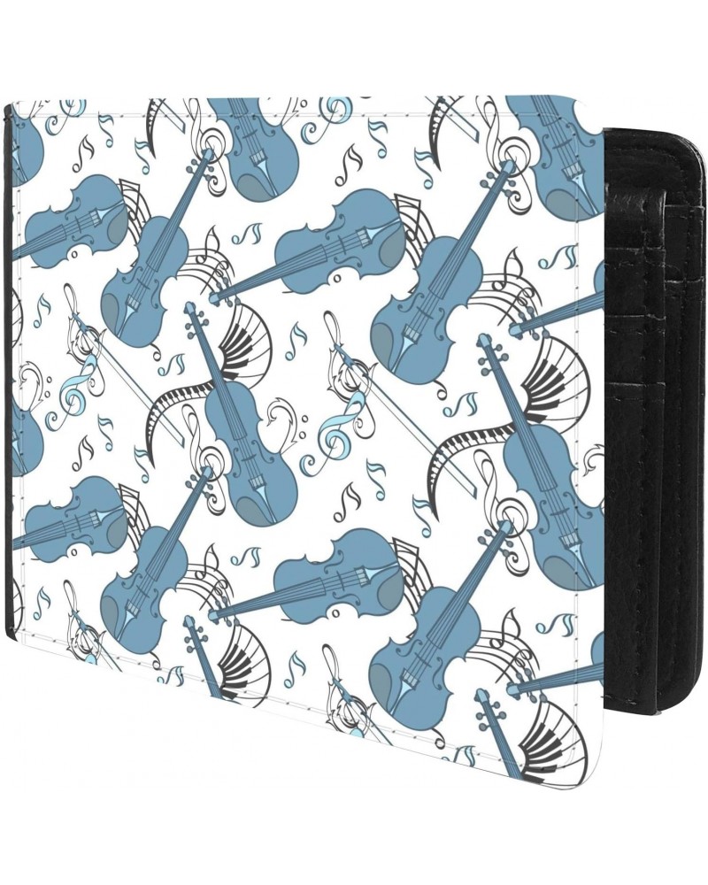 Unique Desige Pattern - Music theme violin pattern, Slim Front Pocket Wallet Billfold RFID Blocking $12.09 Wallets