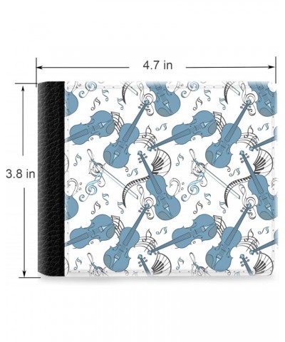 Unique Desige Pattern - Music theme violin pattern, Slim Front Pocket Wallet Billfold RFID Blocking $12.09 Wallets