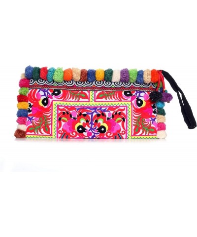 Handmade Clutch Bag, Hmong Tribes Embroidered Cosmetic Bag Chicken White, Multi Pom $12.53 Clutches