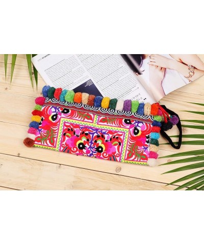 Handmade Clutch Bag, Hmong Tribes Embroidered Cosmetic Bag Chicken White, Multi Pom $12.53 Clutches