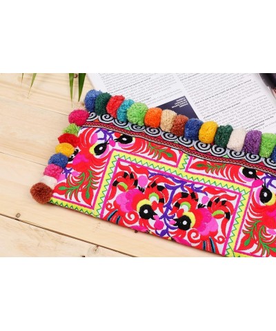 Handmade Clutch Bag, Hmong Tribes Embroidered Cosmetic Bag Chicken White, Multi Pom $12.53 Clutches