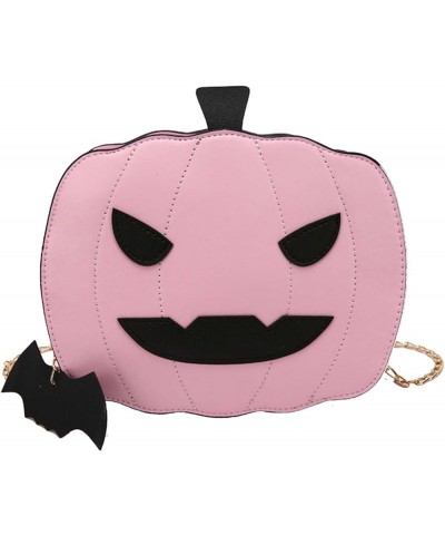 PU Leather Funny Ghost Bag, Pumpkin Crossbody Bag Halloween Devil Shoulder Bag Adjustable Mobile Phone Bag for Woman Pink $10...