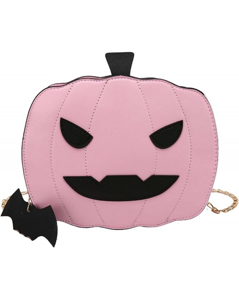 PU Leather Funny Ghost Bag, Pumpkin Crossbody Bag Halloween Devil Shoulder Bag Adjustable Mobile Phone Bag for Woman Pink $10...