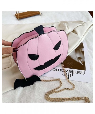 PU Leather Funny Ghost Bag, Pumpkin Crossbody Bag Halloween Devil Shoulder Bag Adjustable Mobile Phone Bag for Woman Pink $10...