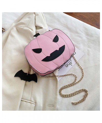 PU Leather Funny Ghost Bag, Pumpkin Crossbody Bag Halloween Devil Shoulder Bag Adjustable Mobile Phone Bag for Woman Pink $10...