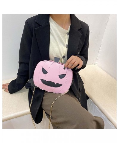 PU Leather Funny Ghost Bag, Pumpkin Crossbody Bag Halloween Devil Shoulder Bag Adjustable Mobile Phone Bag for Woman Pink $10...