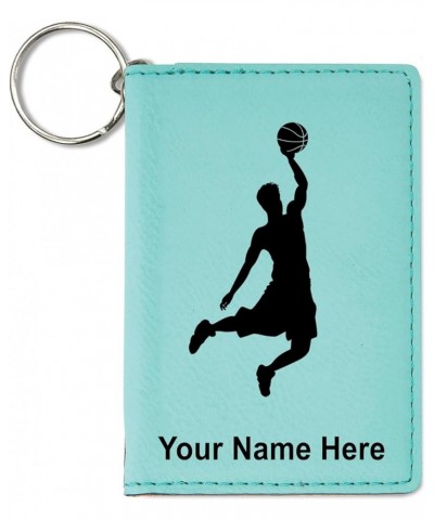 ID Holder Wallet, Basketball Slam Dunk Man, Personalized Engraving Included (Dark Brown) Teal $13.16 Wallets