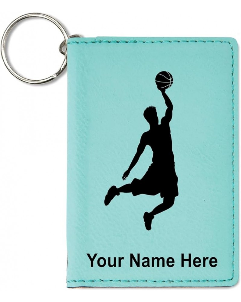 ID Holder Wallet, Basketball Slam Dunk Man, Personalized Engraving Included (Dark Brown) Teal $13.16 Wallets