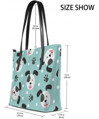 Shoulder Bag for Women Tote Bags Leather Shopper Bag Large Work Cute Face Dog Paw Handbags Casual Bag $29.99 Shoulder Bags