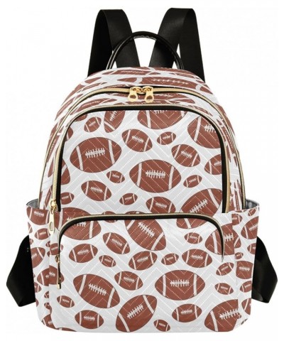 Brown White American Football Women Backpack Purse Ladies Fashion Shoulder Bag Daypack Travel Bag 10L Small $17.15 Backpacks