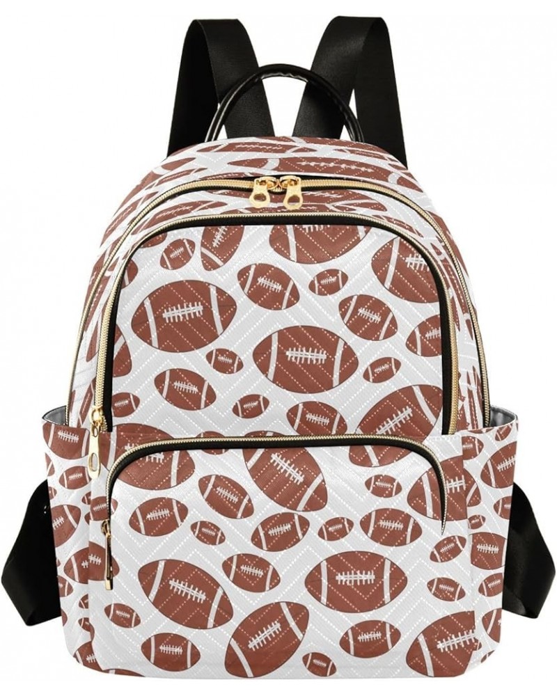 Brown White American Football Women Backpack Purse Ladies Fashion Shoulder Bag Daypack Travel Bag 10L Small $17.15 Backpacks