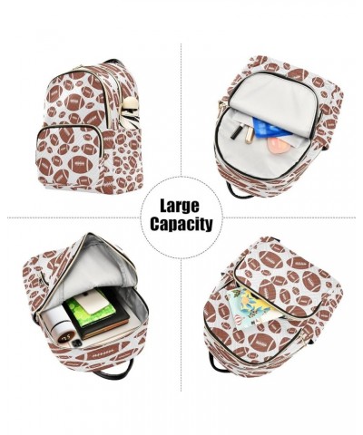 Brown White American Football Women Backpack Purse Ladies Fashion Shoulder Bag Daypack Travel Bag 10L Small $17.15 Backpacks