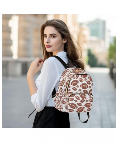 Brown White American Football Women Backpack Purse Ladies Fashion Shoulder Bag Daypack Travel Bag 10L Small $17.15 Backpacks